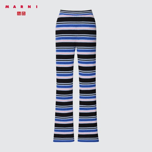 Uniqlo x MARNI Merino Blend Semi Flare Knitted Pants - Blue - Picture 1 of 2